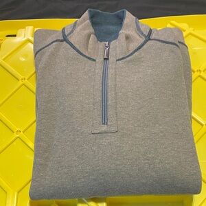 Tommy Bahama Men's Gray and Blue Zip-Up Sweater